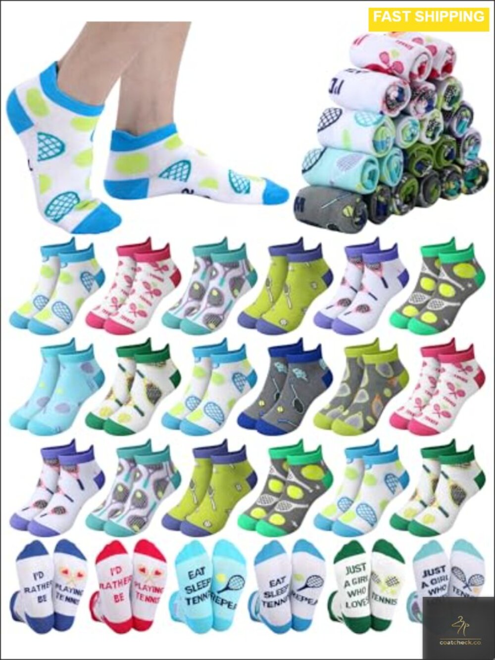 20 Pairs Tennis Socks Polyester Cotton Ankle Pull Tab